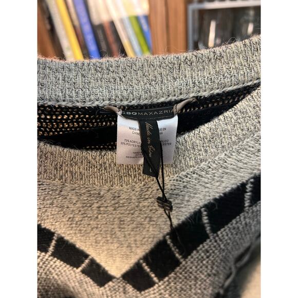 BCBG Maxazria Black Tan Sweater Poncho Oversized Size Large NWOT - Picture 5 of 6